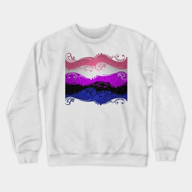 Fancy Swooped and Swirled Gender Fluid Pride Flag Background Crewneck Sweatshirt by LiveLoudGraphics